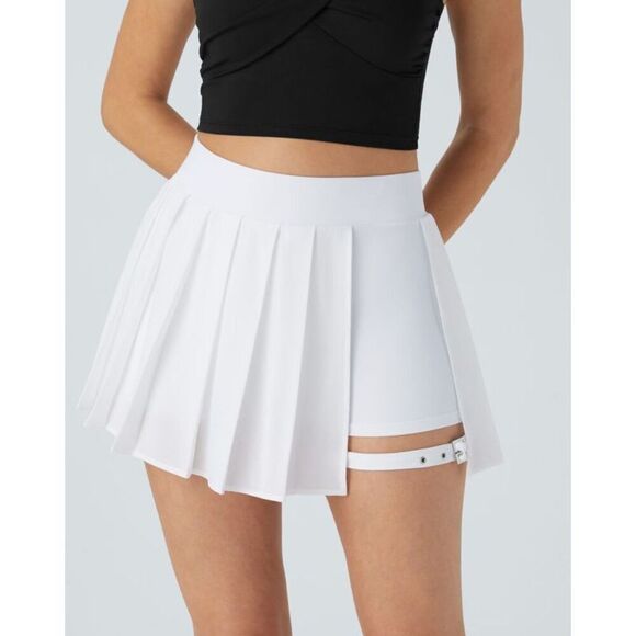 Halara Dresses & Skirts - $40 Halara High Waisted Pleated skirt size Large 2-in-1 Side Pocket Adjustable B